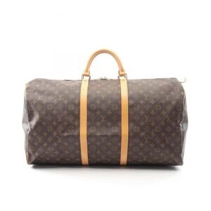 LOUIS VUITTON Authentic Brown Monogram Leather Keepall 60 Boston Bag
